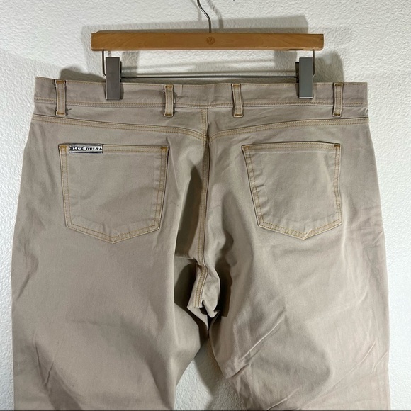 Tom James Blue Delta Mens Raw Denim Tan Custom Bespoke Jeans Size 41 x 29 - Picture 6 of 11